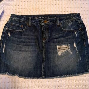 Distressed Denim Mini Skirt